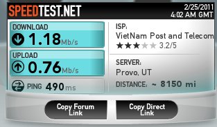VNPT speeds to Provo, Utah, datacenter vnpt1 Friday Bandwidth with VNPT