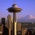 Space Needle and Mount Rainier - Seattle